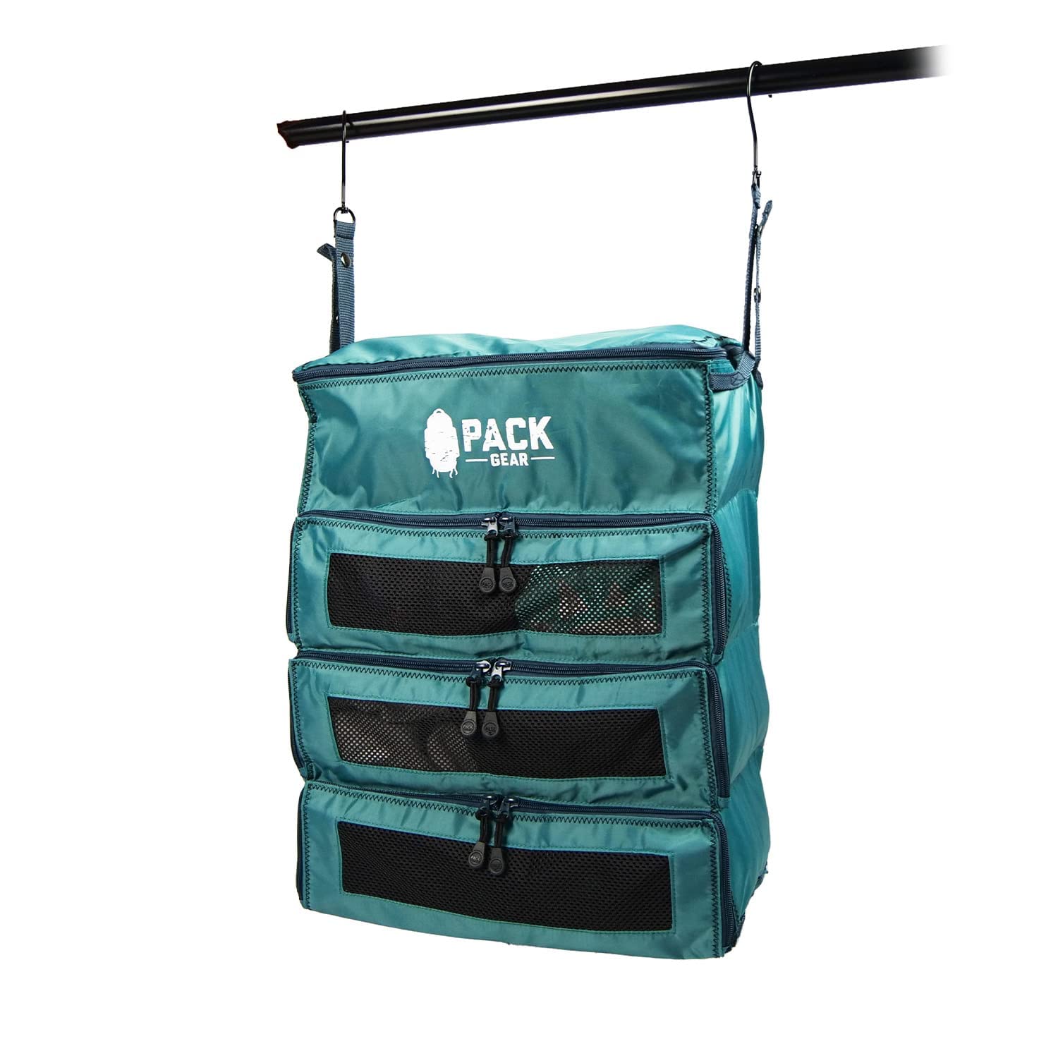 Pack Gear Organizador de Maletas | Empaca más en tu Equipaje Grande o de Mano | Desempaca al Instante con Estos Cubos de compresión para Maletas | Organizador de Estante Colgante para Armario (Negro)