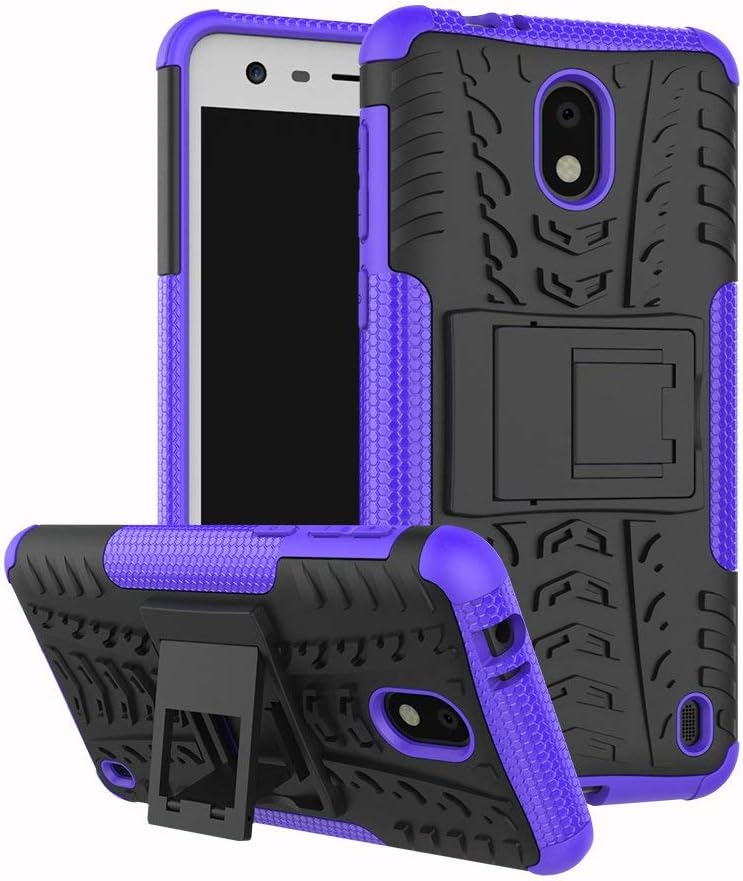 Nokia 2 Case(Not for Nokia 2V),Mustaner Dual Layer Shock-Absorption Armor Cover Full-Body Protective Case with Kickstand Combo PC+TPU Back for Nokia 2 (Purple)