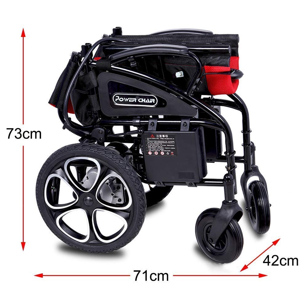 MU Heavy Sedie a Rotelle Elettrica, Sedie a Rotelle Elettriche Pieghevole e Luce, 360; con Porta Usb Di Ricarica Joystick, Peso 100Kg