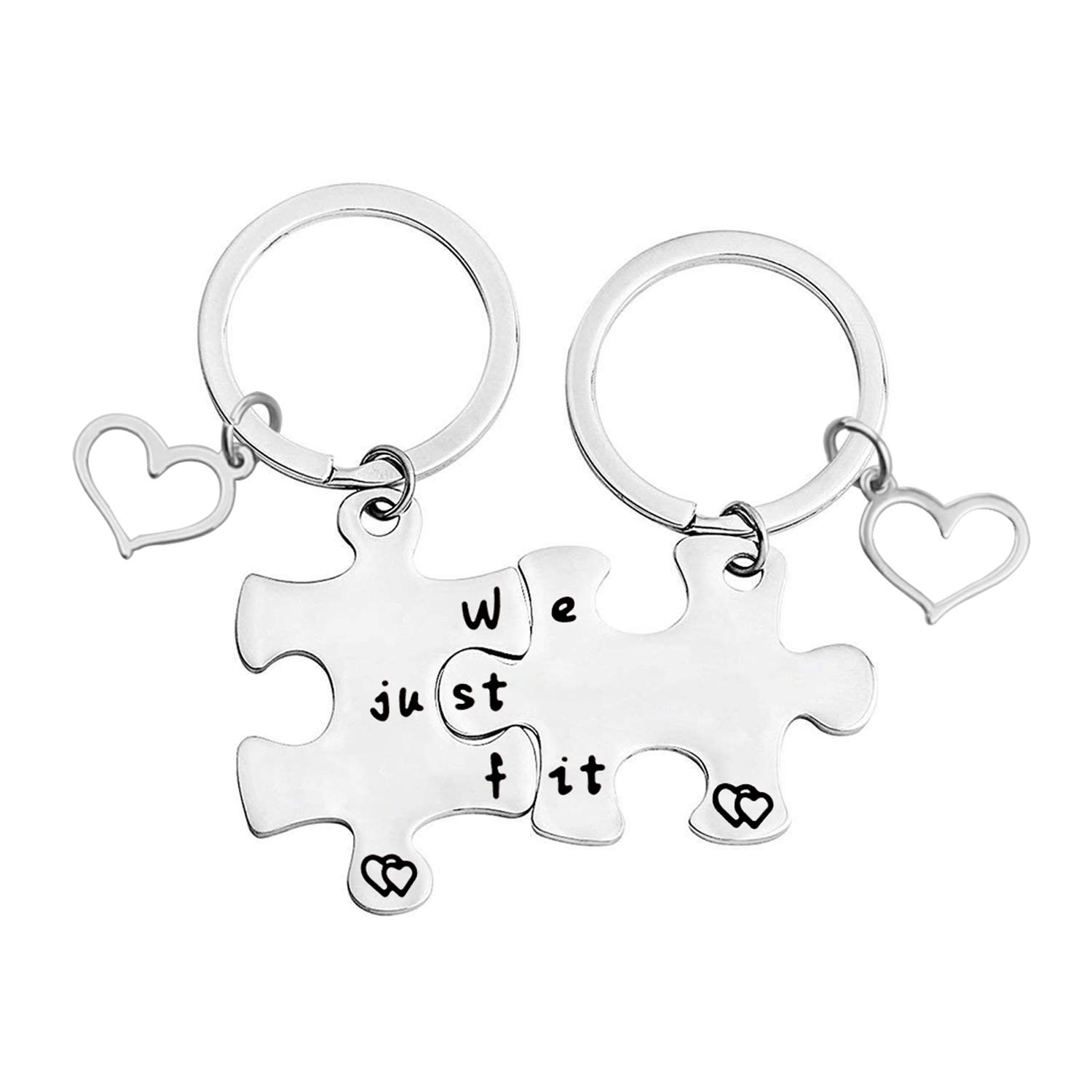 MYOSPARKMYOSPARK We Just Fit Puzzle Piece Keychain Set Best Friend Keychain Couple Keychain His and Her Gift BFF Gift