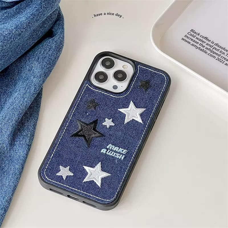 Miniatura 4 de Funda estética para teléfono Y2K Anime para mujer, compatible con iPhone 14 Pro Max, funda de mezclilla (D,iPhone 14)