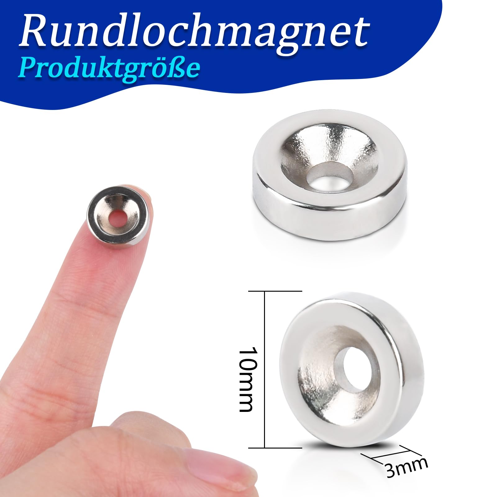 60 pezzi di magneti extra forti, 10x3mm, magneti al neodimio con foro per viti, diametro di affossamento 3 mm, magneti piatti rotondi per avvitare su lavagna magnetica, bacheca, frigorifero, cucina