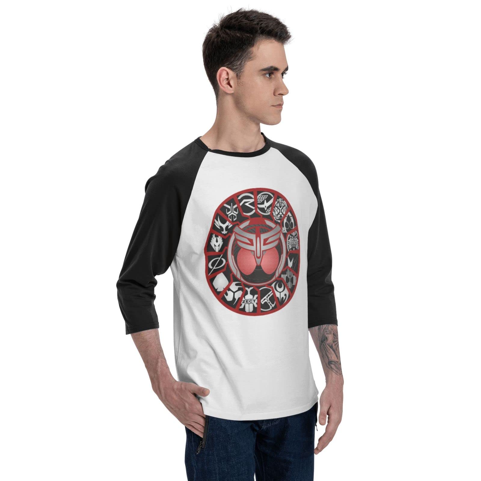 Amazon.co.jp: メンズ ラグランTシャツ 七分袖 仮面ライダー 平成 