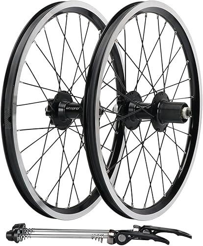 Llantas BMX Juego de ruedas 34916'Plegable Llanta de Bicicleta 28H Ruedas de Liberación Rápida 1005.315 in CV Disco Freno Buje de Freno para 7891011