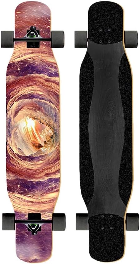 47 Inches Skateboard Longboard Drop Through Long Boards, Skateboard 7 Layer Maple Wood Skate Board Deck Long Board Cruiser for Kids Adults, Beginners Boys Girls Teens (Color : H)