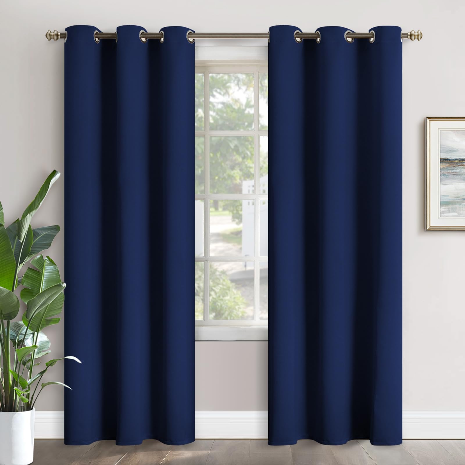 YoungsTex Navy Blue Blackout Curtains 84 Inches Long for Bedroom - Thermal Insulated Drapes with Grommet Room Darkening for Living Room Privacy Blinds, 2 Panels, 42 x 84 Inch โ image 1