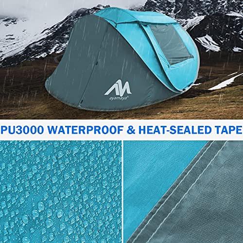 Ayamaya 4 Person Pop Up Tents For Camping With Skylight & Removable Rainfly, 2 Doors & Camping Fans For Tents 10400Mah Battery Desk Fan With Led Lights And Hanging Hook, 28 Hours Work-Time #TOP4
