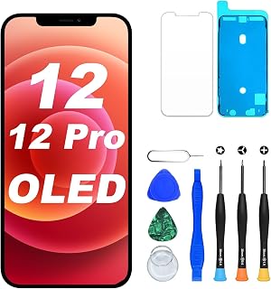 DIGI4U für iPhone 12/iPhone 12 Pro Display OLED, 6.1 Zoll Bildschirm Ersatz Truetone Full HD COF Display Digitizer Assembly mit Reparaturwerkzeug, Displayschutz und wasserfestem Kleber