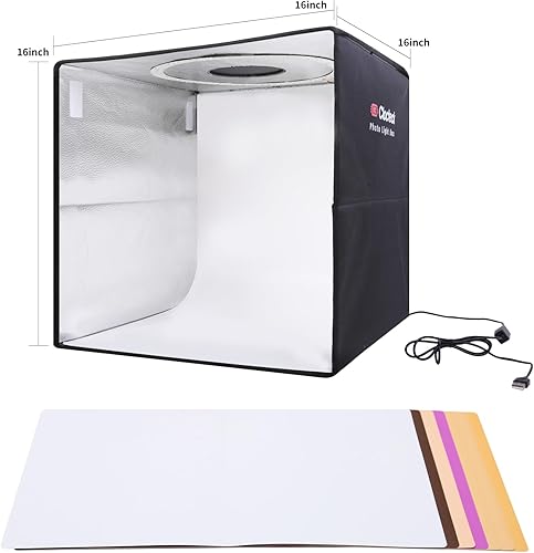 Miniatura 6 de Caja de luz para estudio fotográfico, kit de tienda de campaña para sesión de fotos de 16 x 16 pulgadas, 160 LED, 3 temperaturas de color ajustables