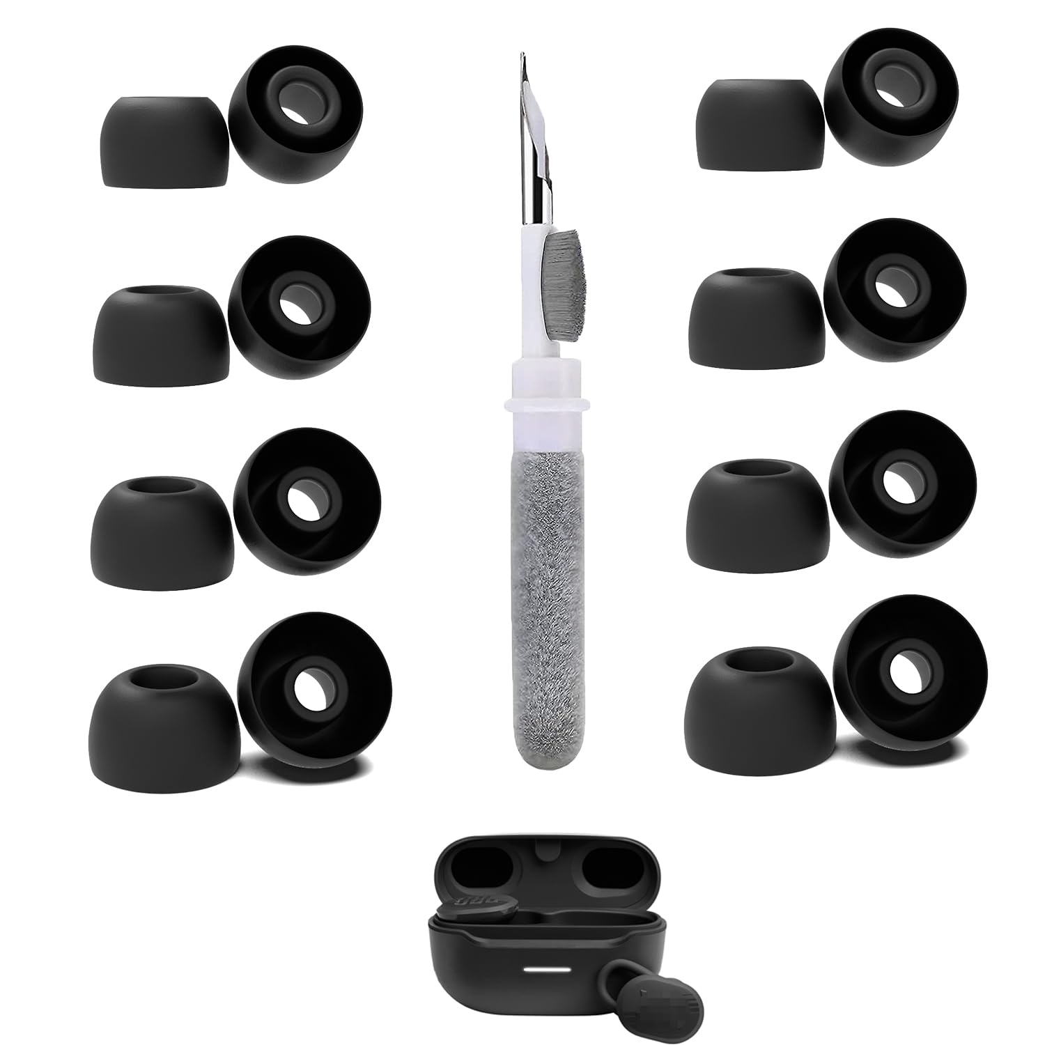 [8 Pairs] Replacement Ear Tips for JBL Endurance Race, with 3 in 1 Cleaner Kit, Silicone Ear Tips (XS/S/M/L)