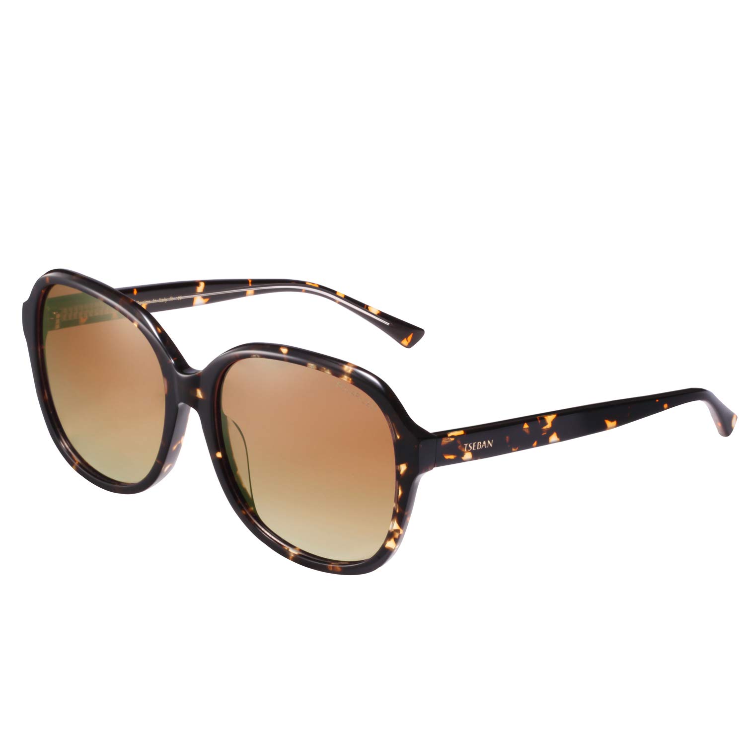 TSEBAN Big Acetate Polarized Sunglasses for Women UV Protection, Retro Fashion Handcrafted Lady Shades, Large Driving Eyewear