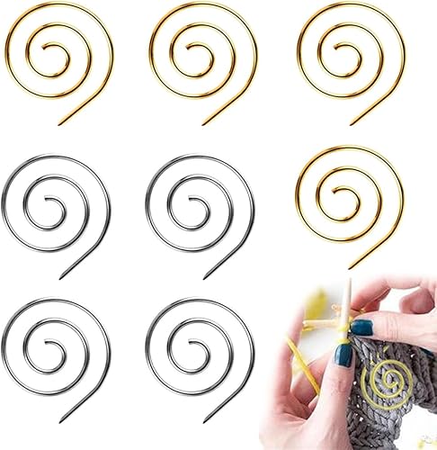 Leewoth Aguja de tejer de cable en espiral 8pcs Aguja de tejer de acero inoxidable para el hogar Aguja espiral redonda Aguja de tejer para el hogar