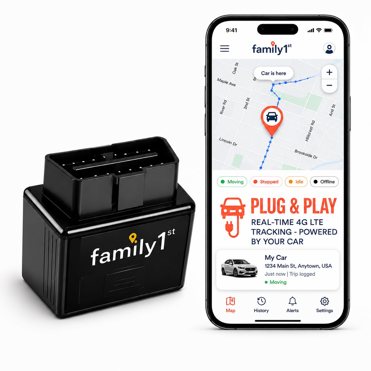 Family1st OBD GPS Tracker for Vehicles, Car Location Tracker Device with Smart Alerts and…