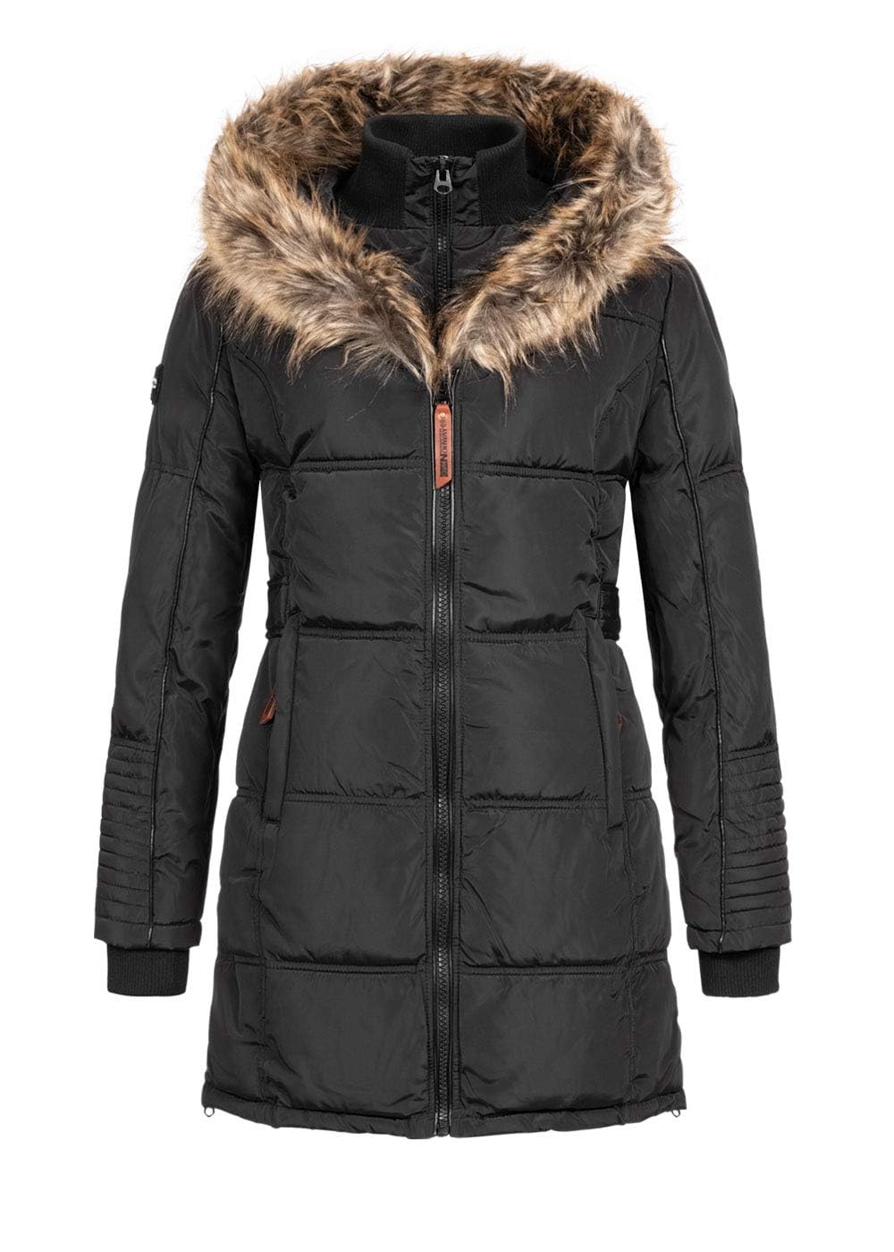 Geographical Norway Belissima - Chaqueta de invierno para mujer con capucha de piel