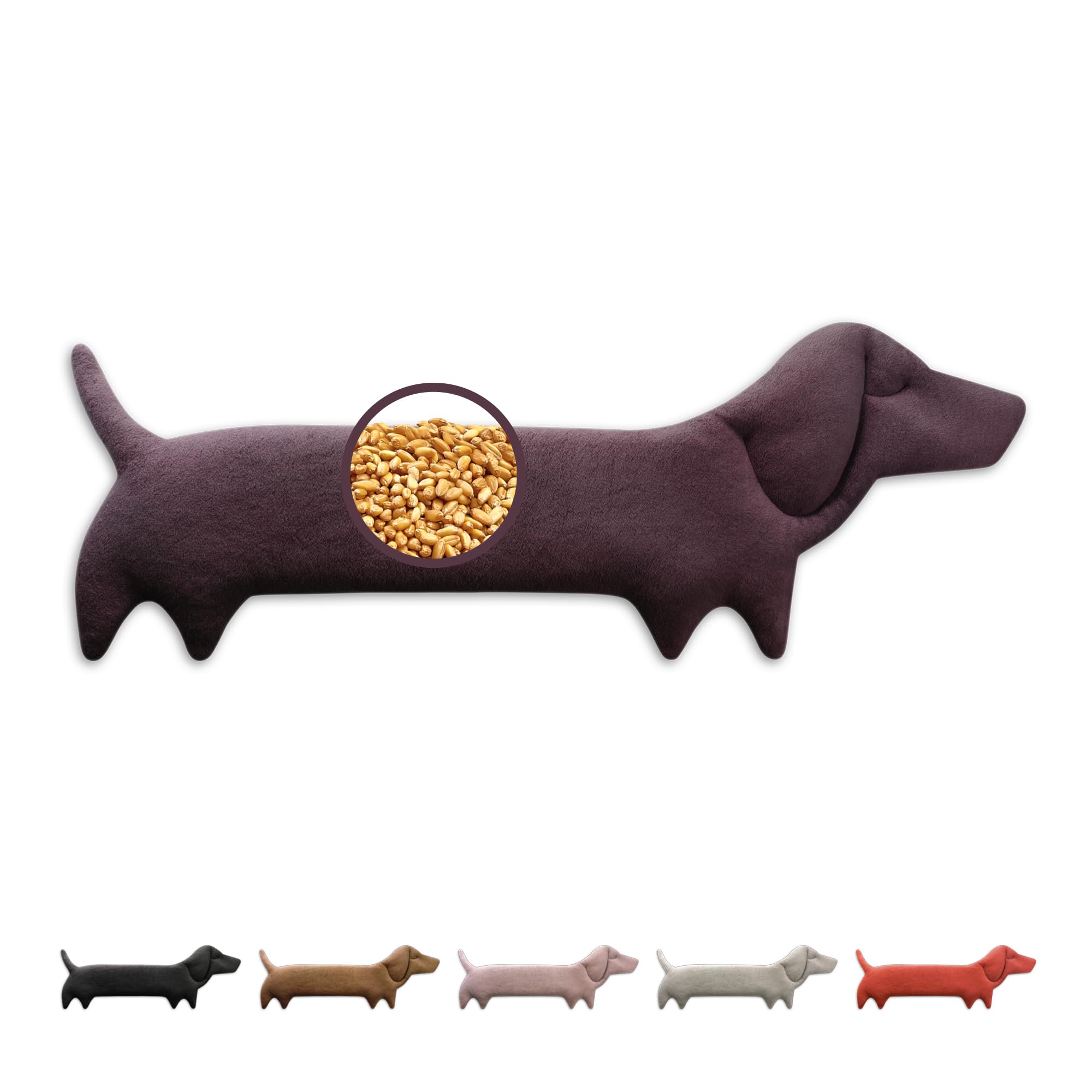 LESCHI Cuscino cervicale termico per microonde, 100% cotone e grano biologico, cane viola, cuscino riscaldante ideale come fonte di calore in inverno e per alleviare tensioni a spalla schiena collo