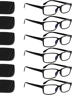 Kerecsen 6-Pack Blue Light Blocking Reading Glasses, Spring Hinge Computer Readers for Men Women