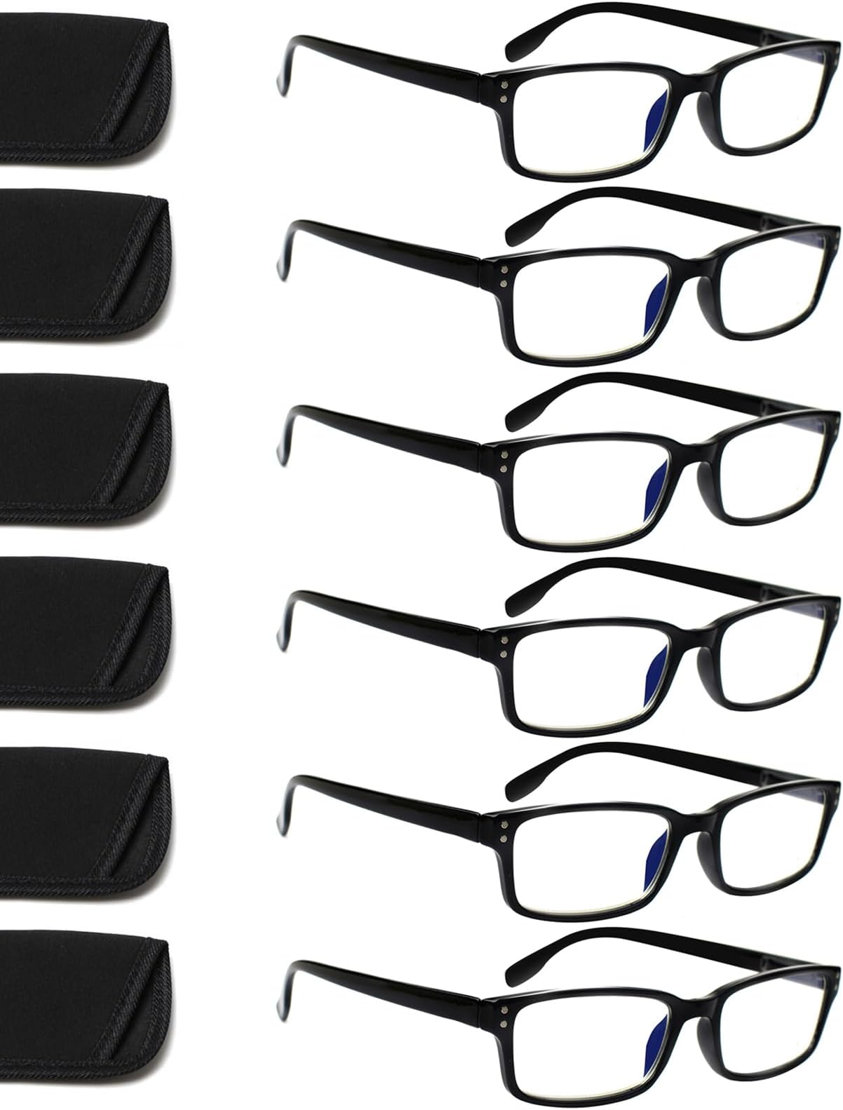 6-Pack Reading Glasses Blue Light Blocking,Spring Hinge Readers for Men Women,Computer Eyeglasses
