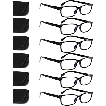 6 Pack Reading Glasses Men Women Blue Light Filter Glasses Spring Hinge Computer Glasses Black Reading Glasses 6 Black 2.50 x