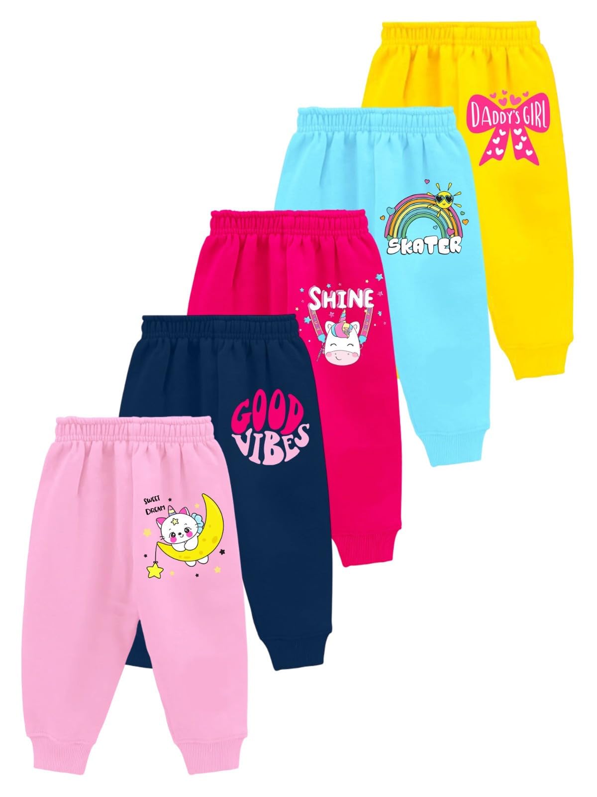 Kids Cotton Track Pants for Boys & Girls | Stylish & Comfortable (Multicolor, Pack of 5)-image-33