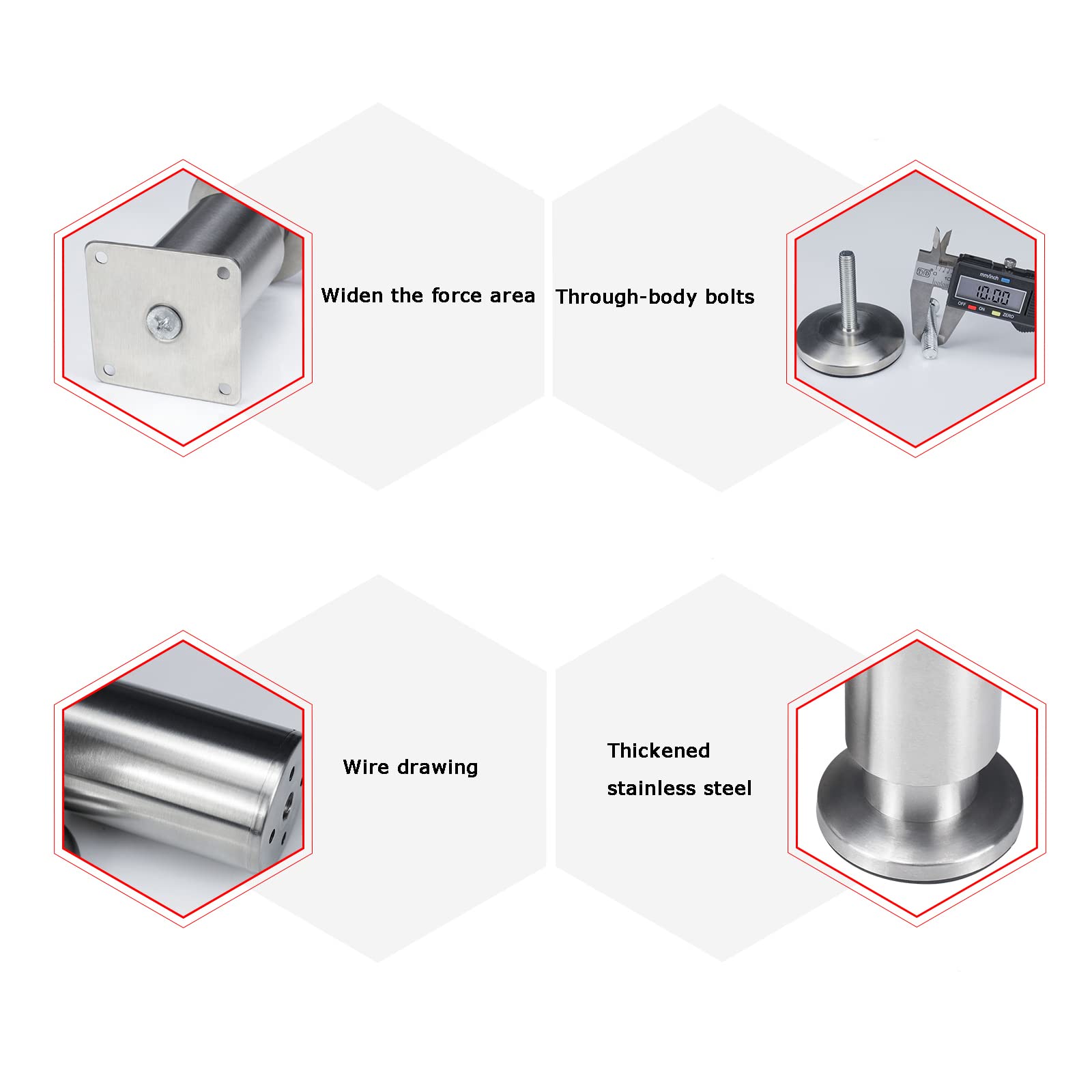 Gambe per mobili in metallo, Set di 4 gambe for tavolino da caffè in metallo industriale(30cm/11.8in)