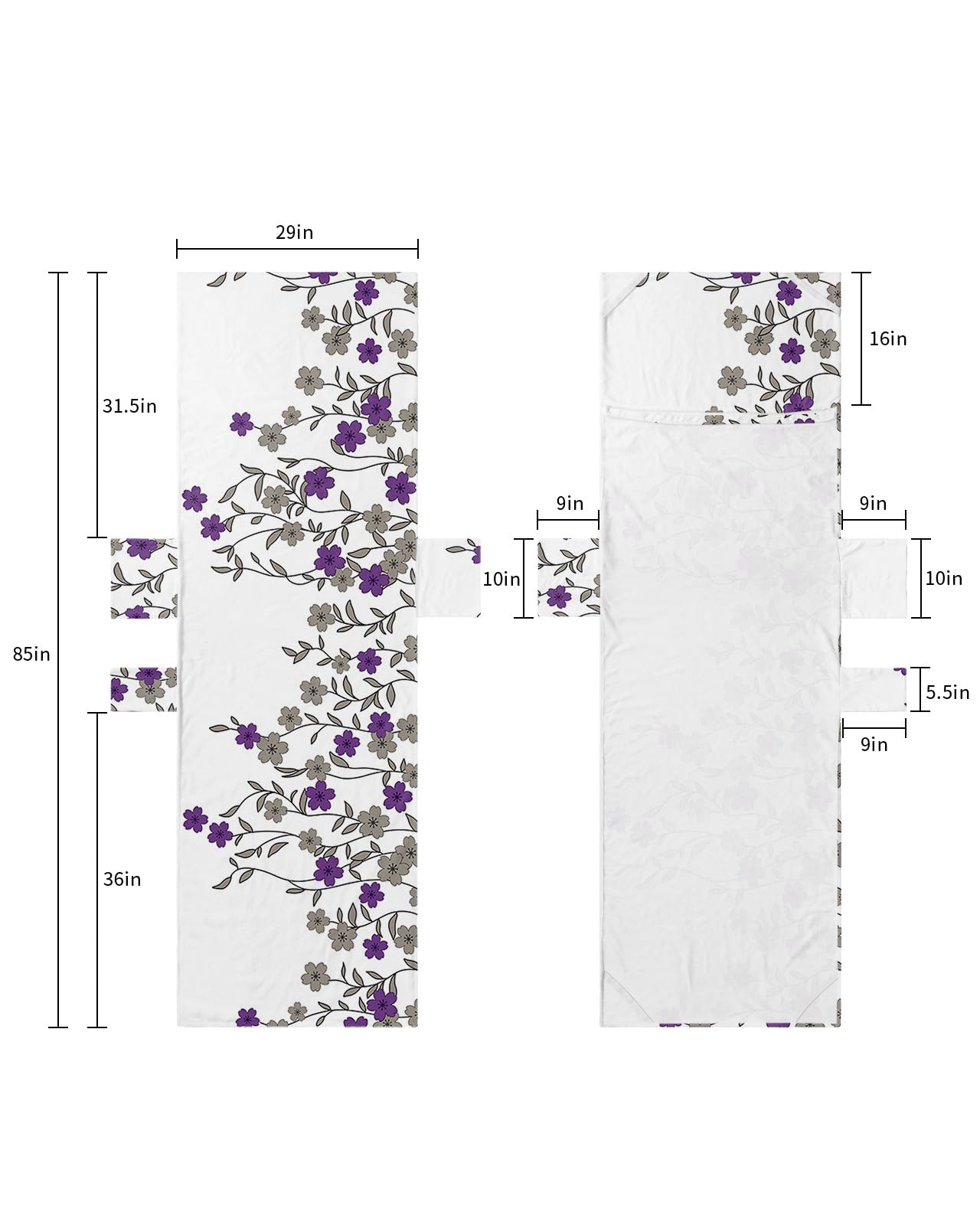 Purple Grey Weeping Floral Beach Lounge Chair Towel Cover, Soft Chaise Lounge Towel with Side Pockets Patio Pool Chairs Cover for Beach/Pool Sunbathing 29x85 Chic Summer Botanical