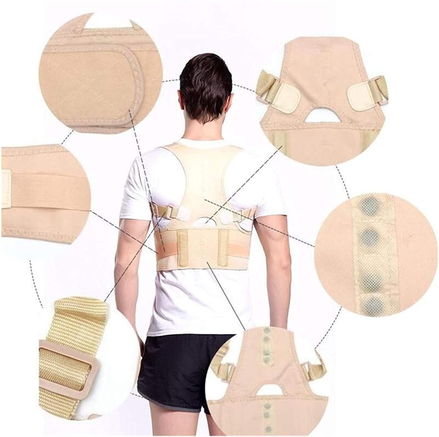 Cinturón de corrección ajustable para adultos, Corrector de postura para sentarse, terapia magnética, soporte de postura, soporte para hombros, columna vertebral, herramientas de soporte para espalda