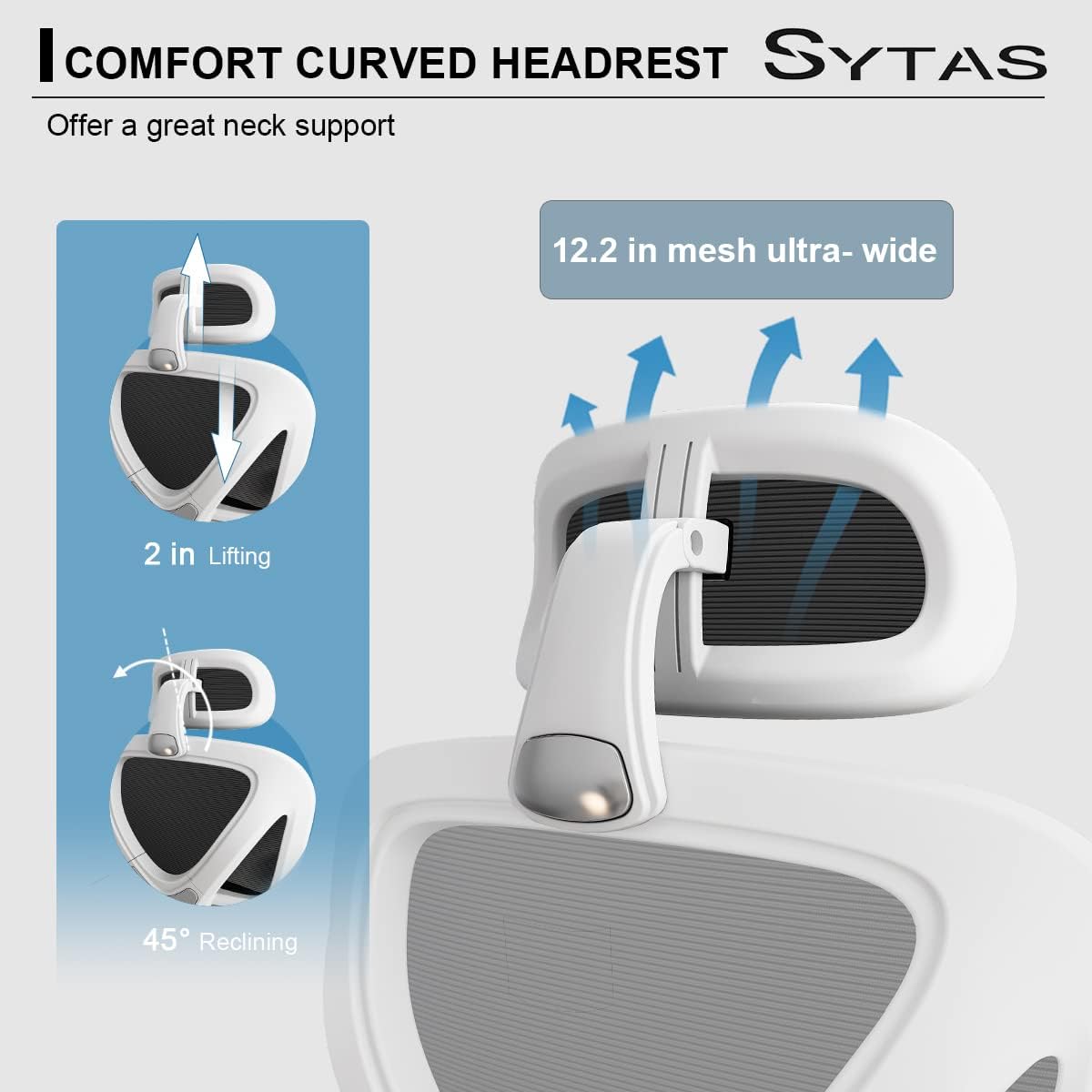 Diagram showing the dimensions of the Sytas Ergonomic Home Office Chair