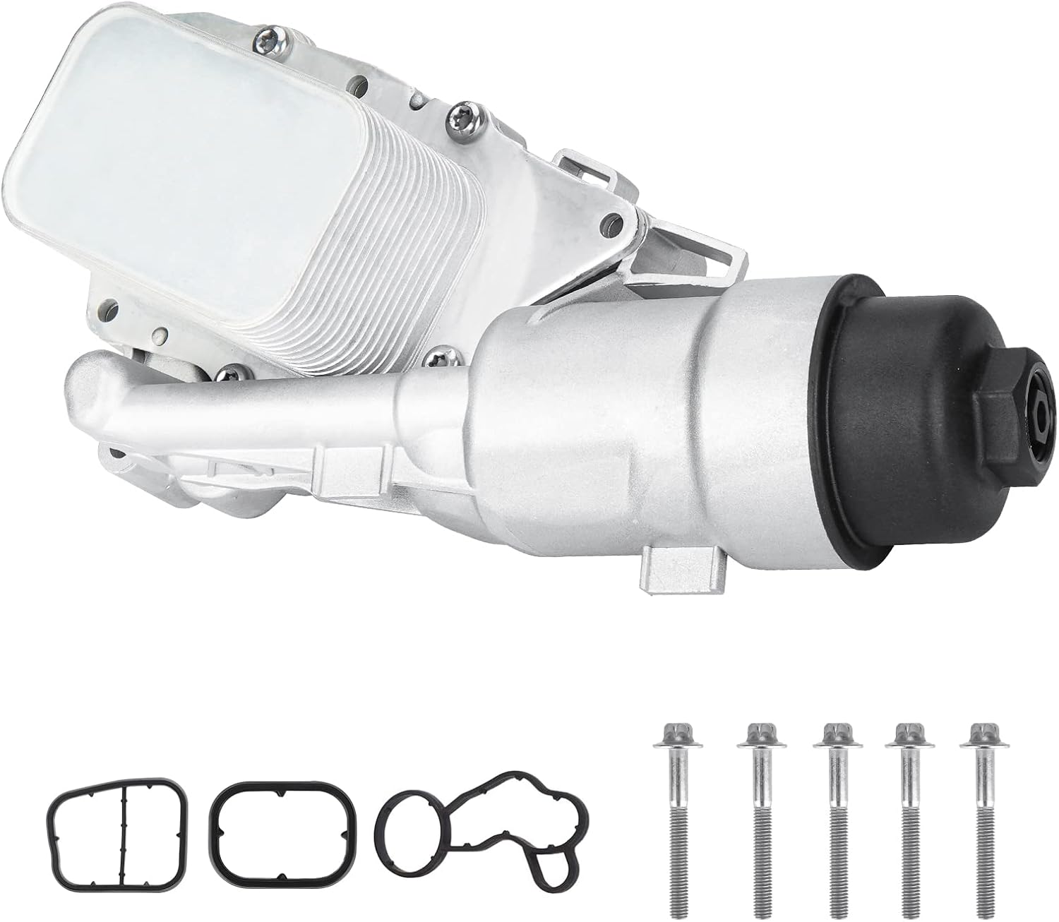 Upgraded Aluminum Engine Oil Cooler and Oil Filter Housing Adapter Assembly for BMW i8/X1/X2 2.0L18-19, for Mini Cooper Clubman Countryman 1.5L for 11428585235 11428511391