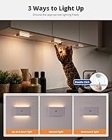 Vista 3 de wowatt Luz nocturna recargable con sensor de movimiento, luces automáticas blancas con montaje magnético, luces de escalera regulables para Blanco