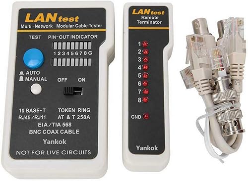 Miniatura 3 de Yankok Kit de probador de cables modular multired LANtest para cables modulares 10Base-T (Cat55e Cat6), 10Base-2 (coaxial), cables modulares RJ45