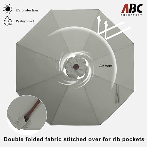 Miniatura 4 de Abccanopy Sombrillas duraderas de 9 pies para patio, gris claro