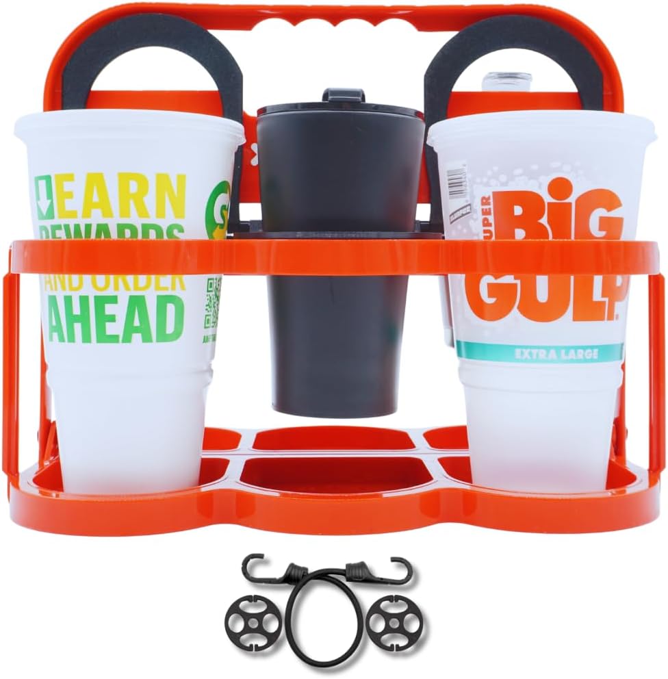PRSVRI XL CADDY Flex 44 oz Drink Carrier with Handle, Collapsible 6 Cup Carrier, Fits Large Cups, Portable Cup Holder for Delivery Drivers