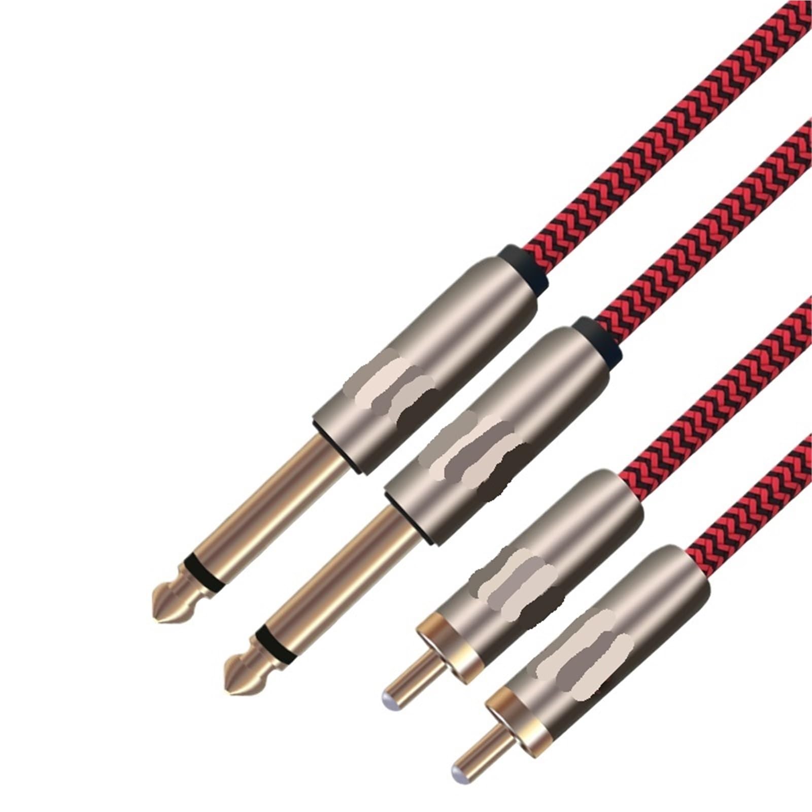 NIANYUDZ Podwójny do podwójnego kabla audio 2RCA do 2 6,5 mm mikser DVD, podłączone głośniki, kabel AV do telewizora (2 RCA - 2 6,5,5 m)
