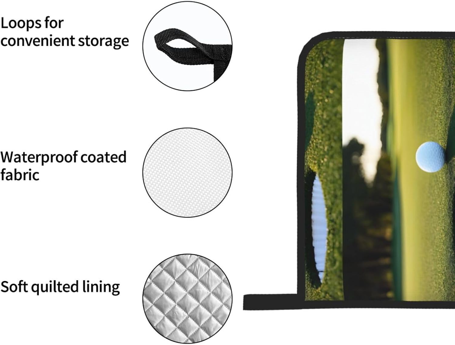 (Golf) Baking 4-Piece Set: 2 Oven Mitts and 2 Pot Holders Heat Resistant Waterproof Hanging Loop for Kitchen Oven Grill Housewarming Gifts