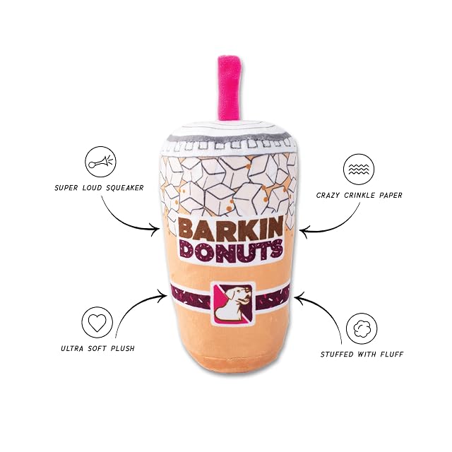 Foto 2 de 3 de Fringe Studio Plush Dog Toy, BARKIN Donuts Iced Coffee, Wagsdale Dog Toy Collection (289736)