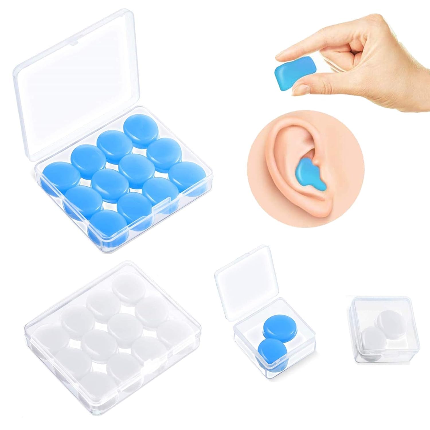 Ear Plugs for Sleeping，14 Pairs Soft Reusable Moldable Silicone Earplugs for Sleep,Waterproof Soft Silicone mud,Great for Snoring,Swimming,Travel,Concerts, Work,Studying,Loud Noise-image-35
