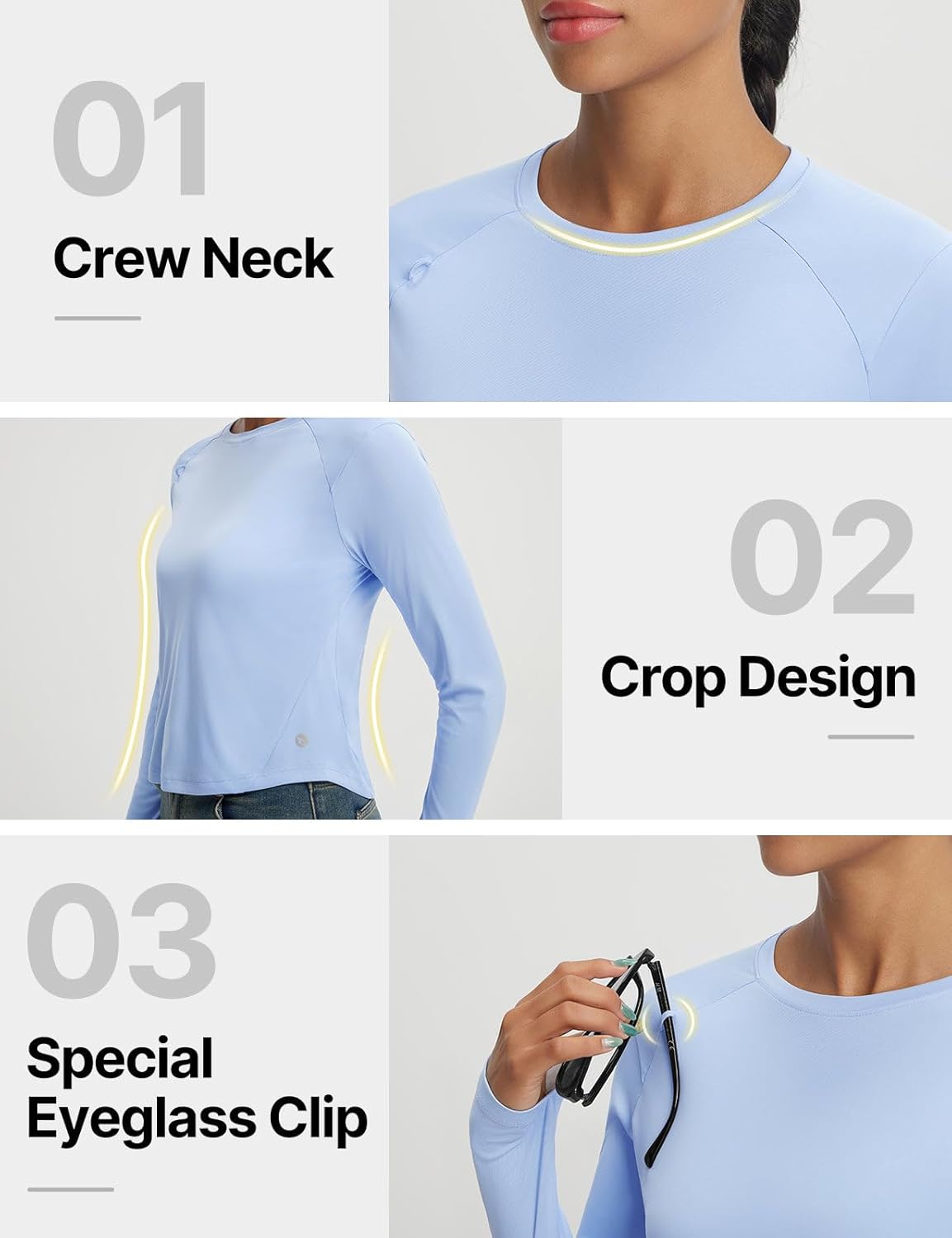 baleaf Women's UPF 50+ Long Sleeve Sun Shirts Crop Rash Guard UV Workout Tops SPF Slim Fit Lightweight Athletic Hiking - Image 4