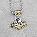 LOBON Viking Thor Hammer Necklace Nordic Vegvisir Valknut Symbol Pendant Stainless Steel Norwegian Amulet Jewelry Gift for Men Women