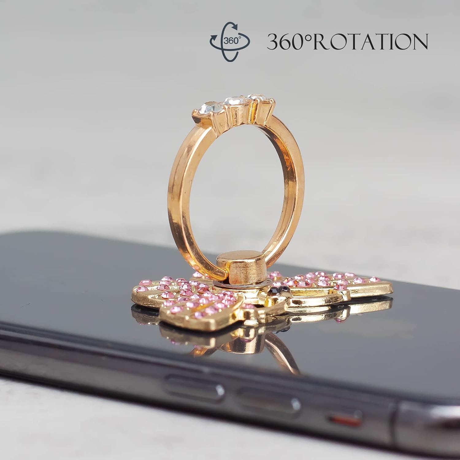 [2 Packs] Butterfly Glitter Bling Bling Phone Ring Holder, Sparkle Phone Ring Grip Artificial Diamond Stand,Rhinestone Cell Finger Ring for Phones,Pad image 4