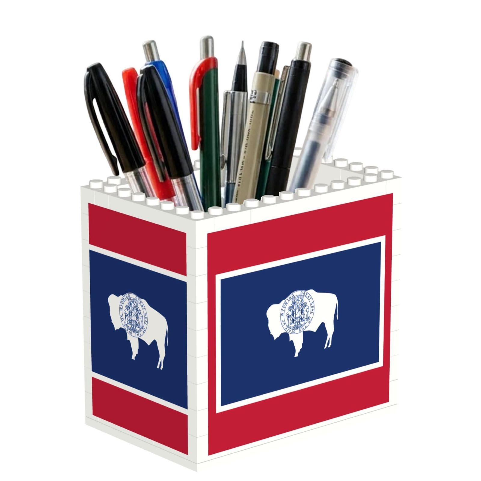 SXZVVBN Wyoming State Flag Building Block Desk Tidy ABS Organiser