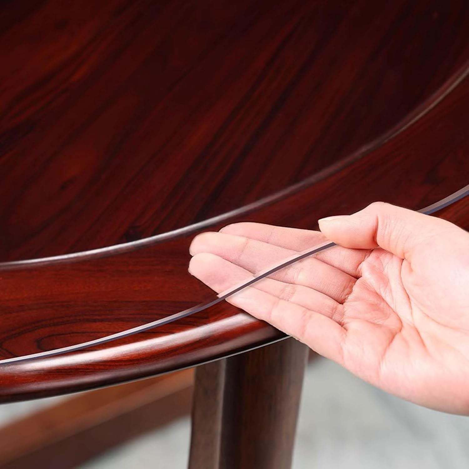 Ffsaacol Waterproof Thick Clear Desk Mat, PVC Plastic Transparent Tablecloth Protector, Anti-Scratch Table Protector, Stain Resistant, Non-Slip, Easy Clean 2mm, 50cm/20in