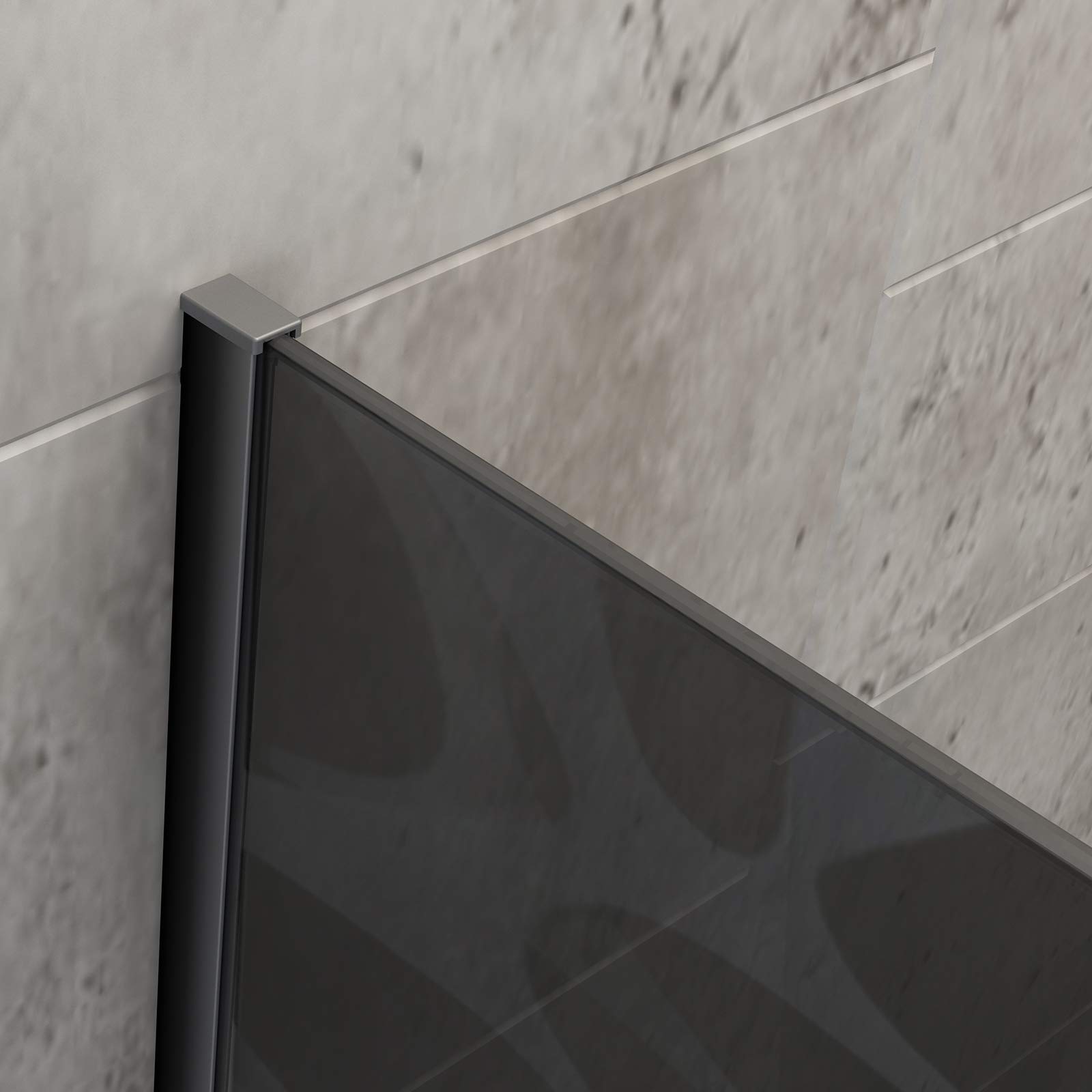 BERNSTEIN - Paroi de douche à l'italienne 200x140cm (HxL), modèle Wave en verre gris 10mm avec motifs opaques - Profil noir mat - EX101