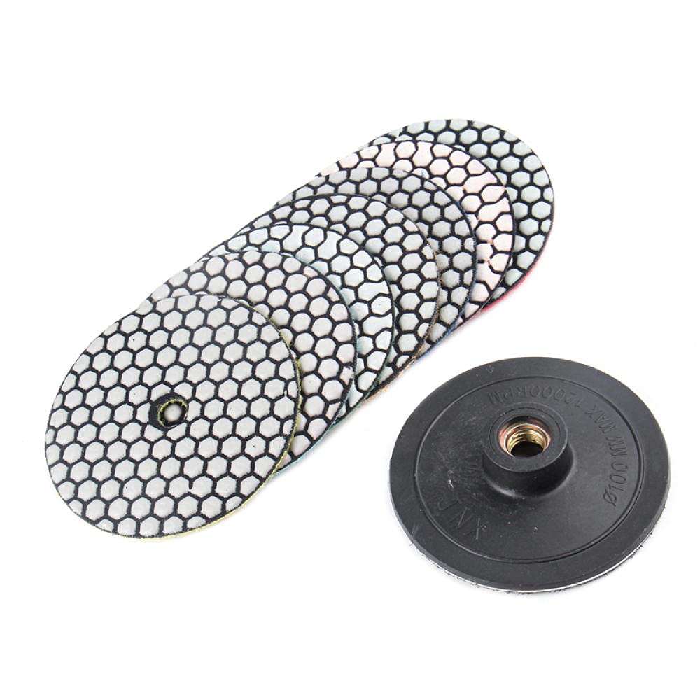 7pcs / Set di 4 pollici 100mm 100mm Diamante flessibile Dischi di lucidatura a dischi Levigatura Dischi di Levigatura Lucidatura Dischi di lucidatura di granito di marmo-digitare un