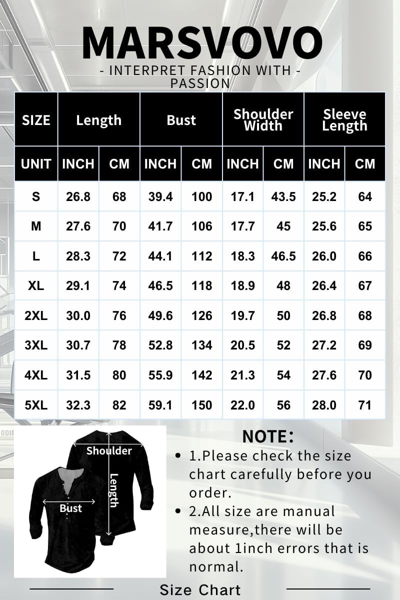 MARSVOVO Mens Graphic T-Shirts Trendy Comfy Casual Shirts Henley V Neck Fit Muscle Collarless Gym Athletic Tee Shirts - Image 4