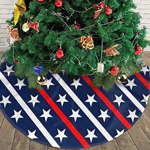 Christmas Tree Skirt 48 Inch Patriotic American Flag Stars And Stripes Xmas Holiday Party Supplies Large Tree Mat Decor For Indoor Outdoor Home Ornaments #TOP2