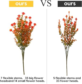 Leixi 8 Bundles Artificial Fall Flowers No Fade Faux Autumn Plants, Fake Indoor Outdoor Greenery for Thanksgiving Christmas Wedding Party Home Garden Décor (Fall)