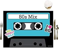 Vista 1 de Big Dot of Happiness Juego de 16 manteles individuales de fiesta retro de los años 80