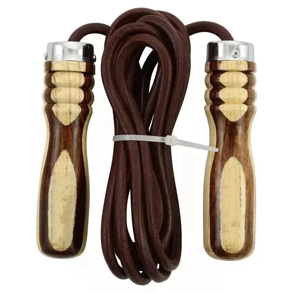 2er set Springseil aus Echtleder mit Ergonomischen Holzgriffen & Kugellager – Einstellbare Länge, Profi Speed Rope für Boxen, Fitness, Crossfit, MMA, Ausdauer- & Heimtraining