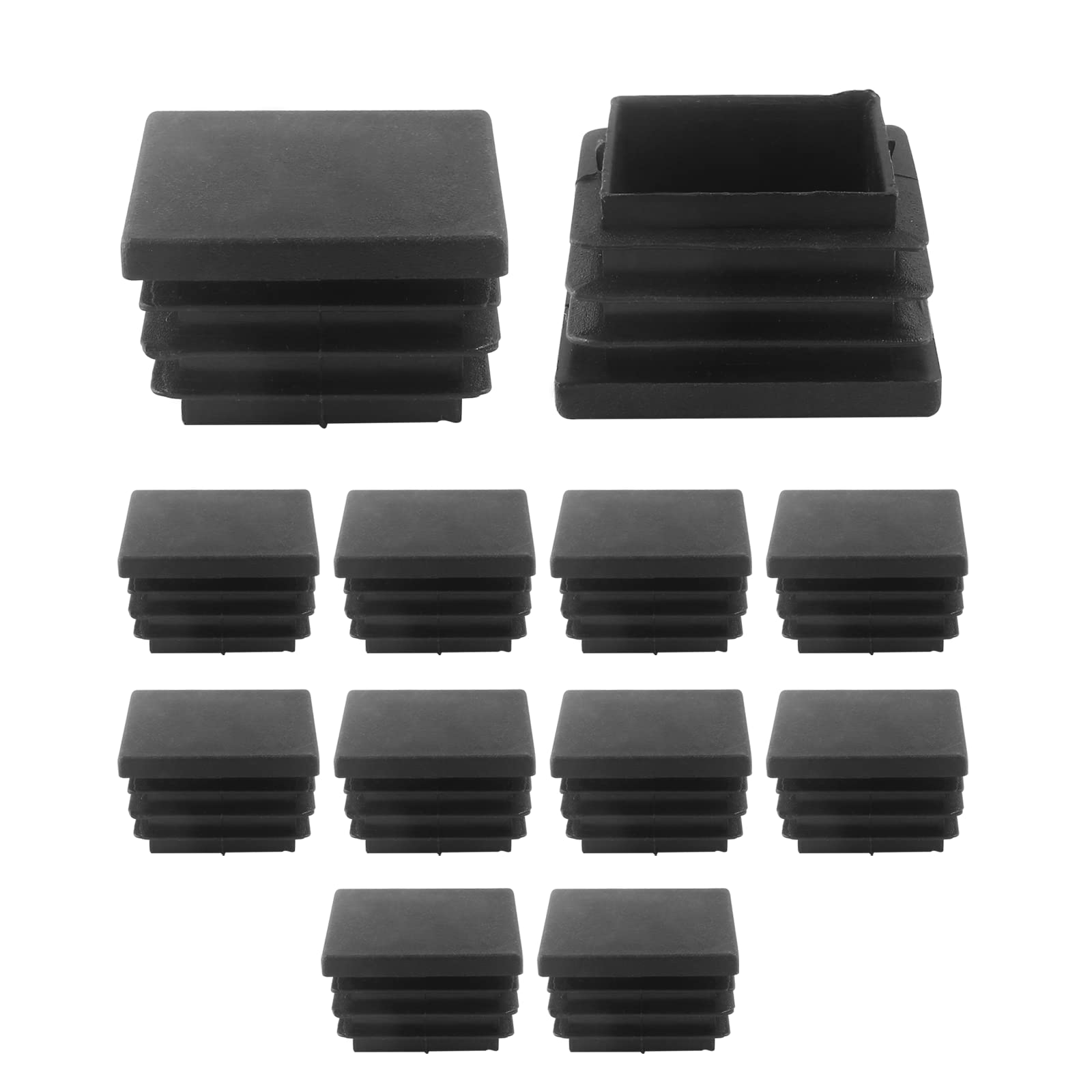 LDEXIN 12 Pcs 1-1/8 Inch (30mm) Black Plastic Plugs, Tubing End Caps and Square Chair Glide Covers for Square Tubes Pipes
