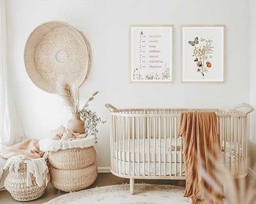 Miniatura 4 de Juego de 3 pósteres de flores silvestres con afirmaciones para niños, arte de pared, acuarela, floral, lienzo, cuadros para decoración de habitación